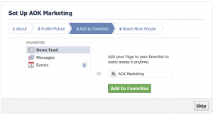 Facebook - Add page to favorites