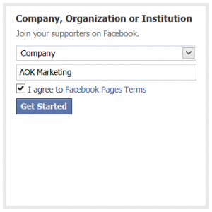 Facebook - Select Company type and name