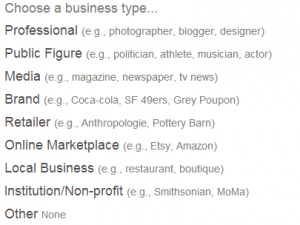 Pinterest - Choose Business Type