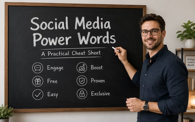 Social media power words cheat sheet for engaging posts