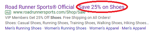 Google ecommerce AdWords Ad Example