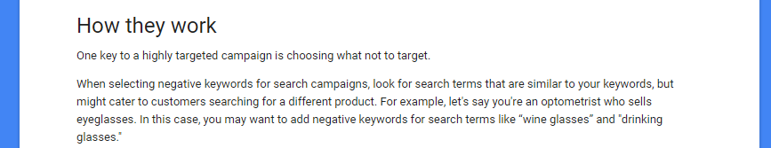 Google ecommerce AdWords Negative Keywords