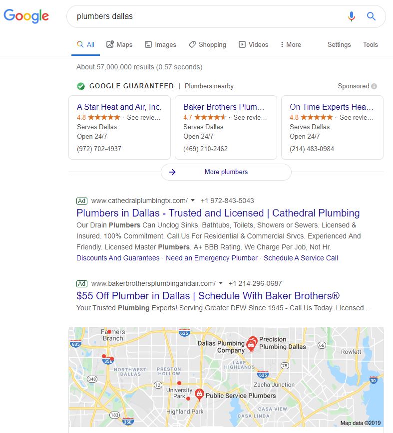 Google Local Services - Plumbers Dallas