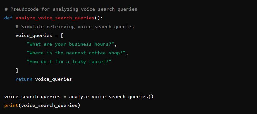 Pseudocode for analyzing voice search queries