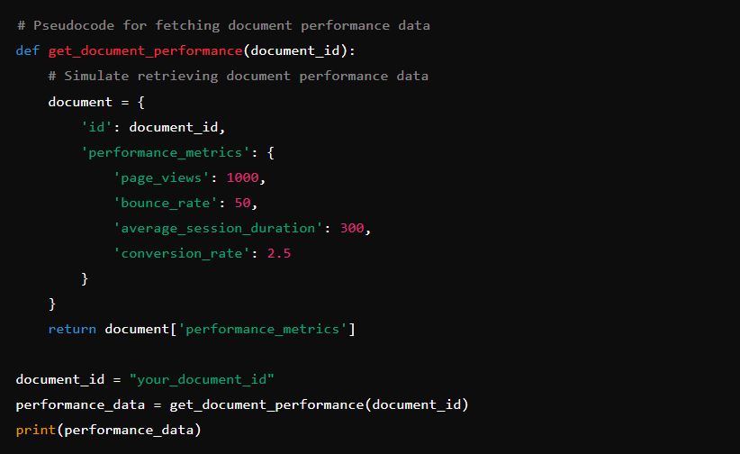 Pseudocode for fetching document performance data