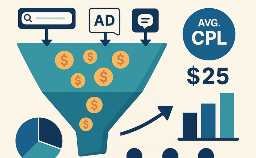 Infographic illustrating Cost Per Lead (CPL) concepts, benchmarks, and optimization strategies to maximize lead-generation efficiency