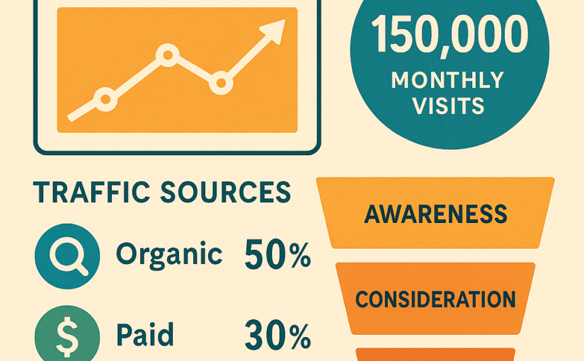 Infographic illustrating Total Website Visits metrics and strategies for building a strong marketing funnel foundation