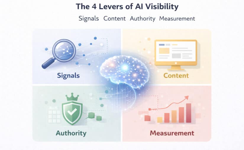 Image: The 4 Levers of AI Visibility: Signals, Content, Authority, Measurement