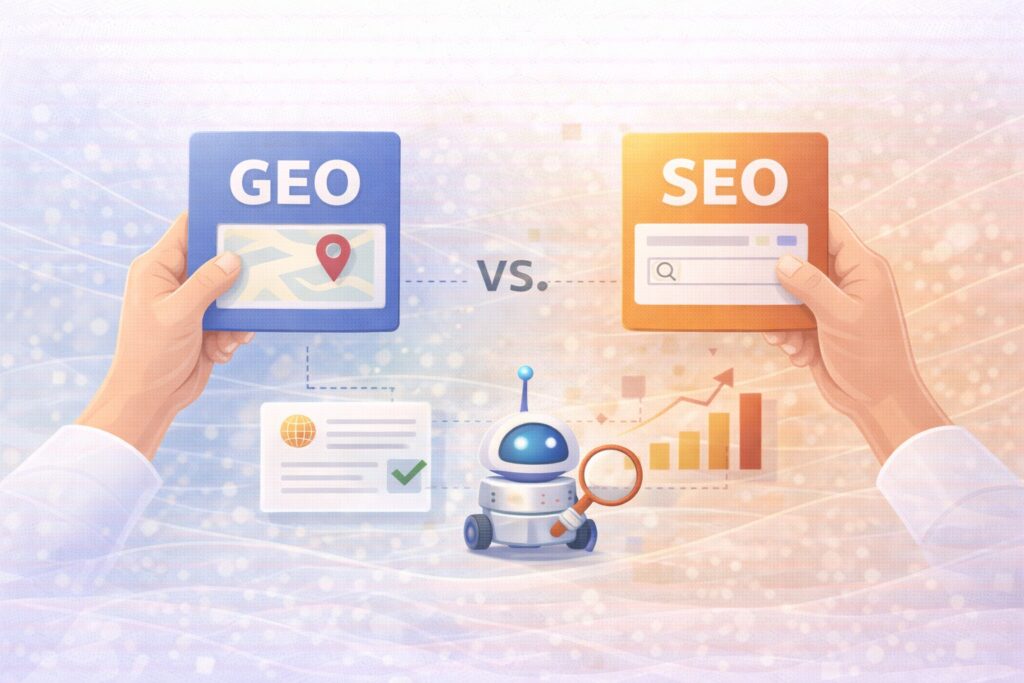 Image: GEO vs SEO in one table (the quick mental model)