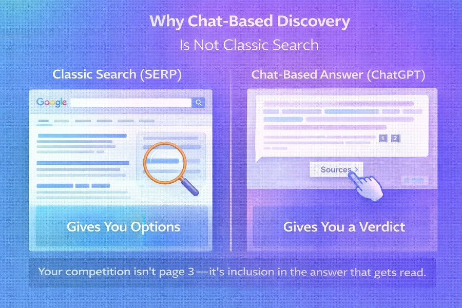 Diagram explaining entity signals, content structure, and citations for ChatGPT visibility